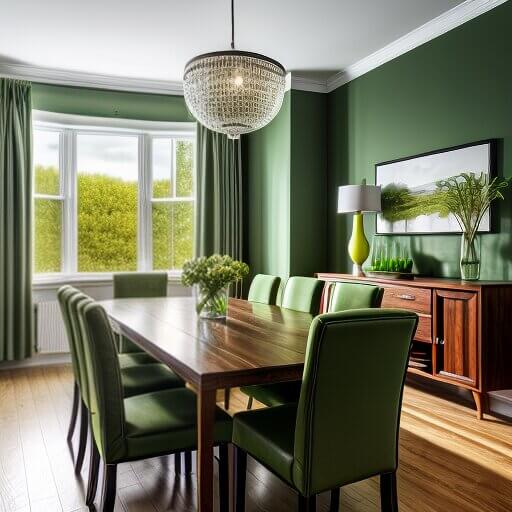 green-dining-room a dining room designed in a green style