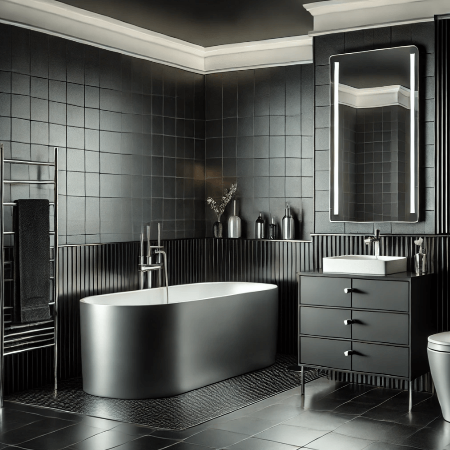 black-and-silver-bathroom a bedroom designed in a dark design