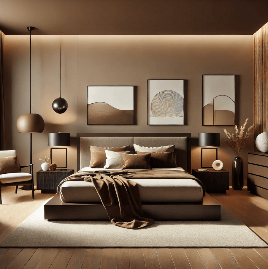 contemporary-brown-bedroom a brown bedroom designed in a minimalist design