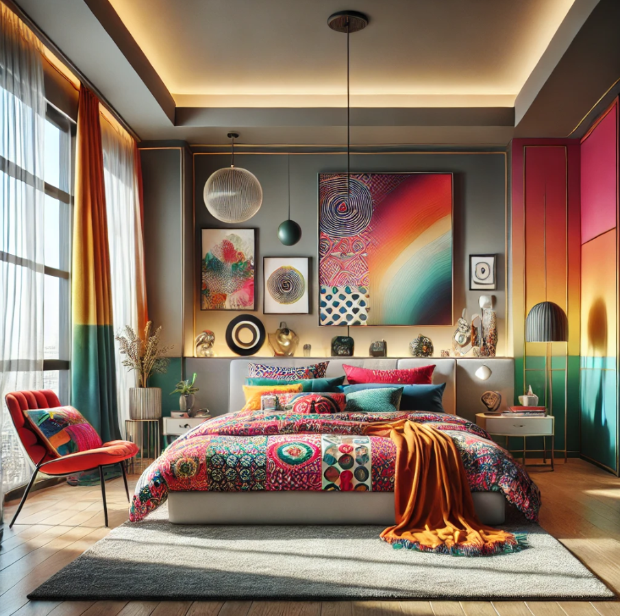 contemporary-colorful-bedroom a colorful bedroom designed in a contemporary style