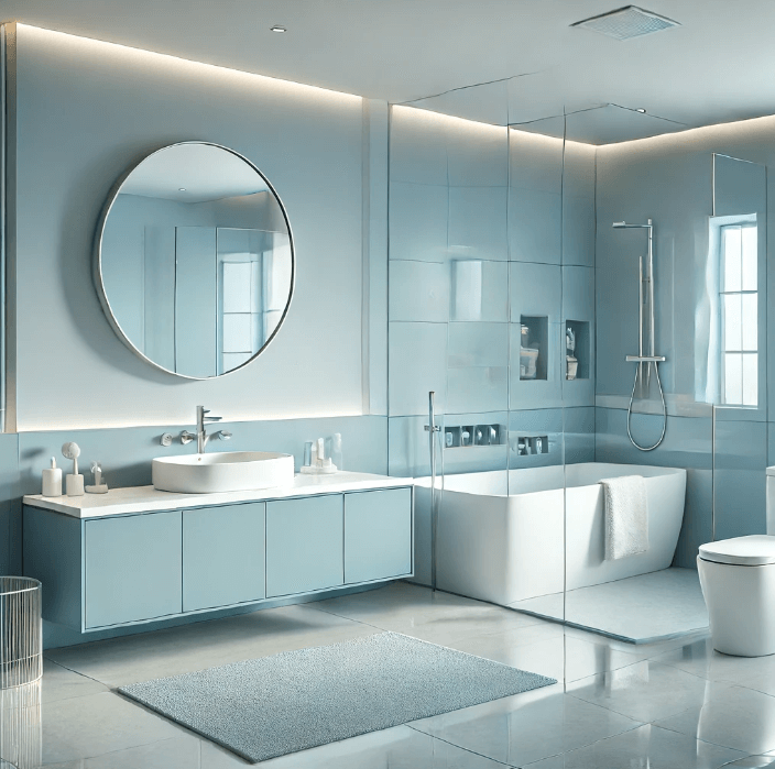 contemporary-light-blue-bathroom a light blue bathroom designed in an contemporary style