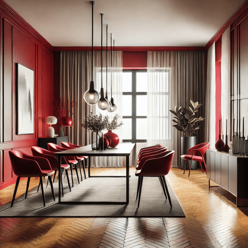 contemporary-red-dining-room a red dining room designed in a contemporary style