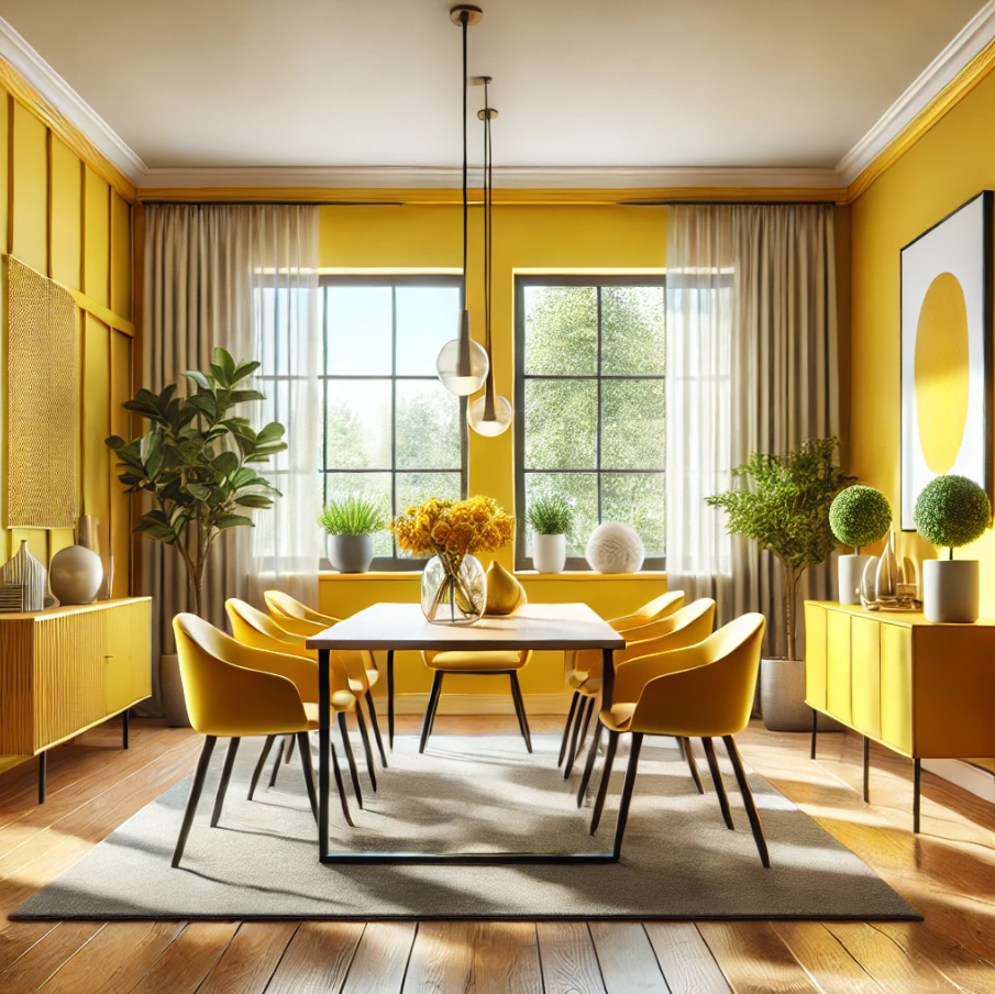 contemporary-yellow-dining-room a yellow dining room designed in a contemporary style