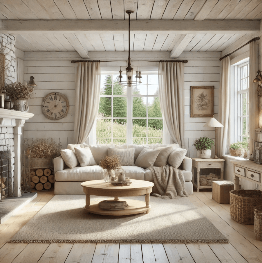 farmhouse-living-room a living room designed in a farmhouse design