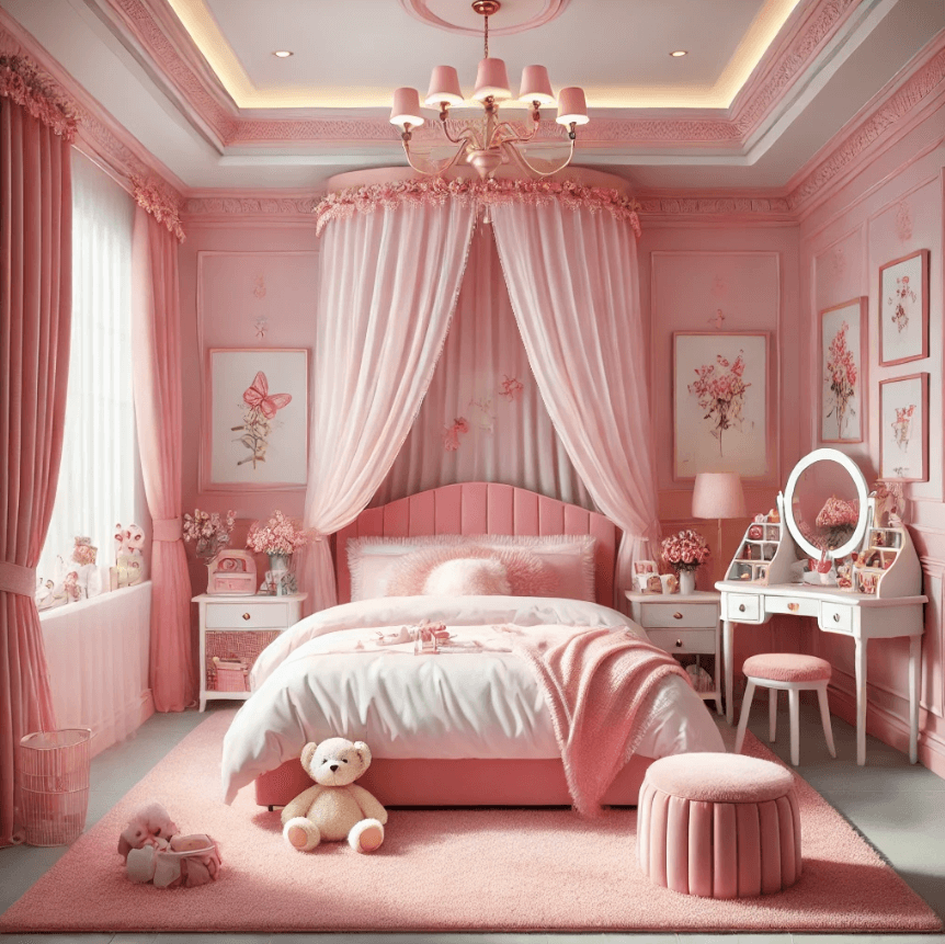 girly-pink-kitchen a bedroom designed in a dark design