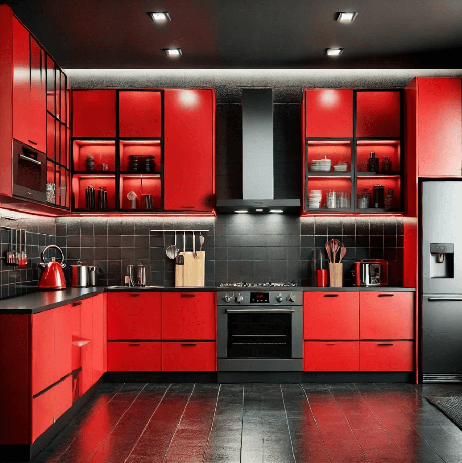 red-and-black-kitchen a bedroom designed in a beige design