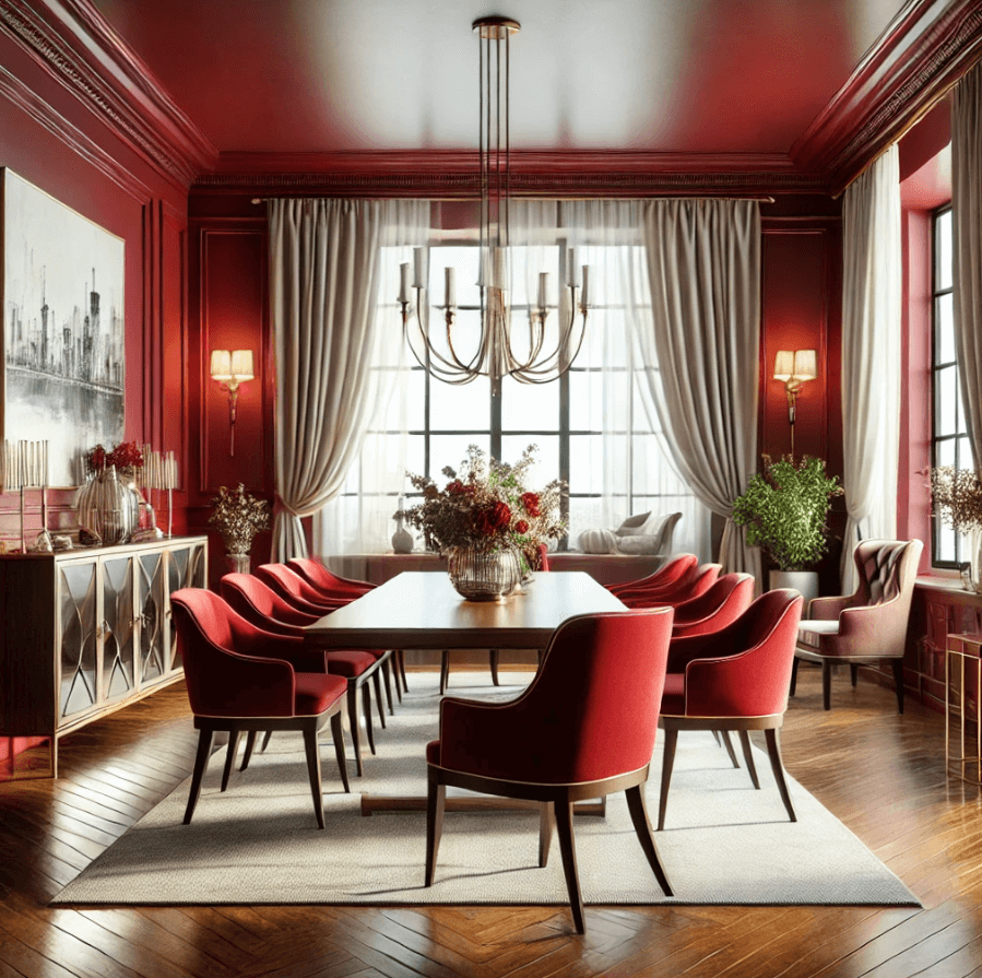 red-dining-room a dining room designed in a red style