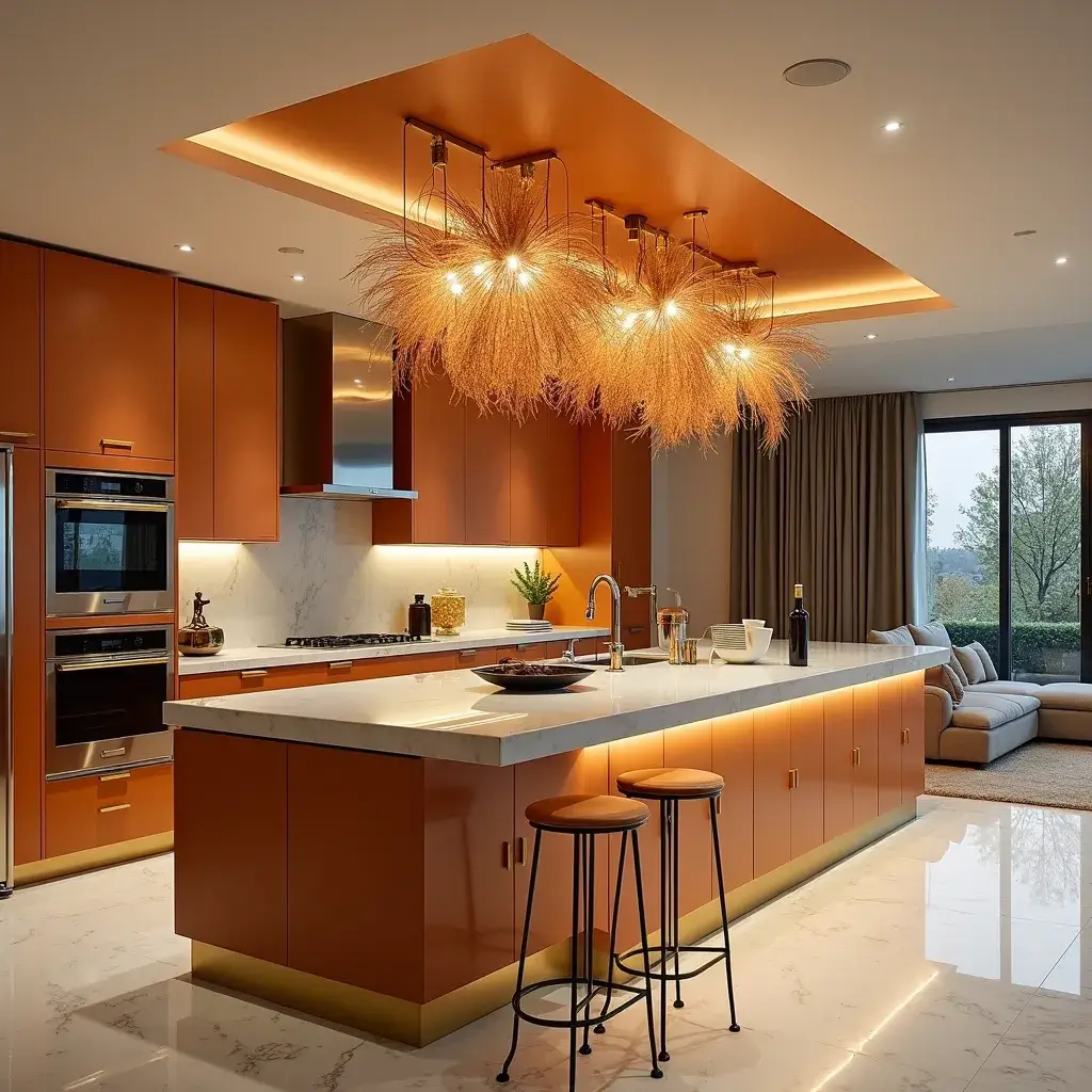 4 an orange living room designed in a eclectic style
